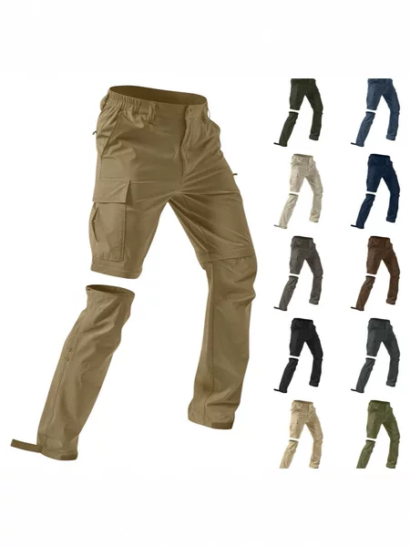 Cross-Border 2025 Detachable Sports Casual Multi-Pocket Cargo Shorts Loose Outdoor Casual Long Pants Five-Point Pants