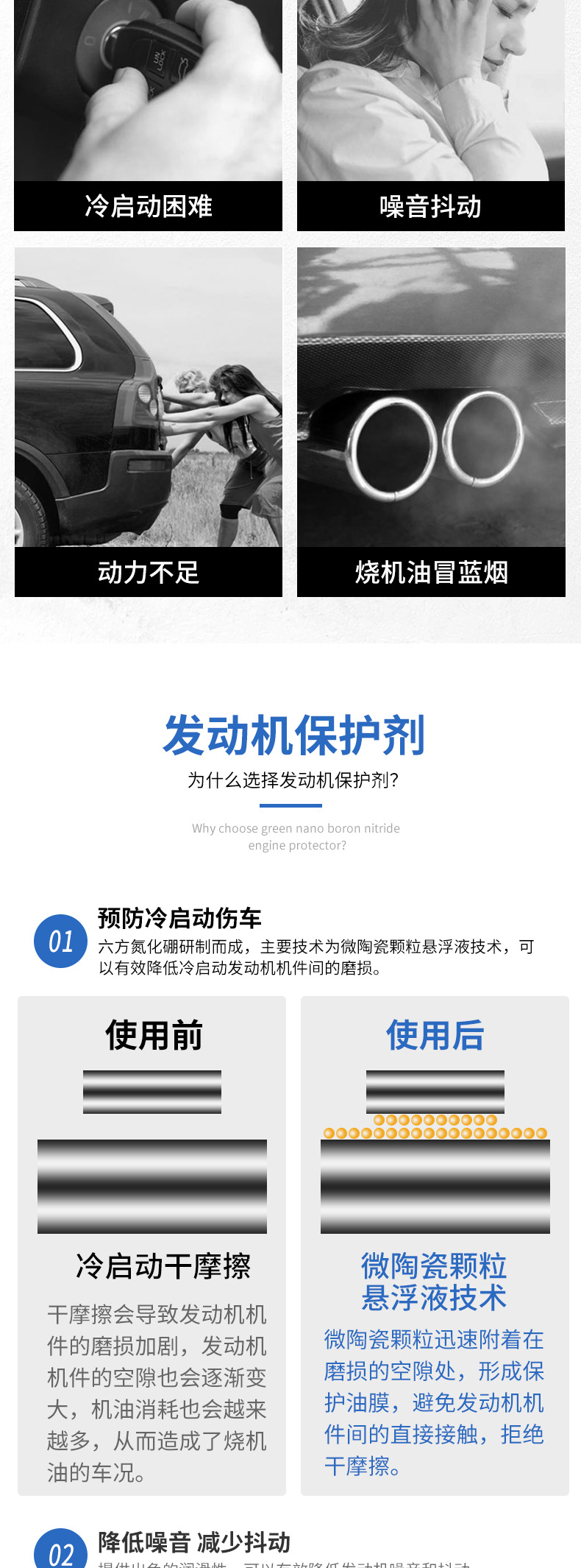 New Engine Anti-Wear Protective Agent, Noise Reduction, Car and Motorcycle Fuel System Maintenance, Anti-Shake Treatment, Oil Burning