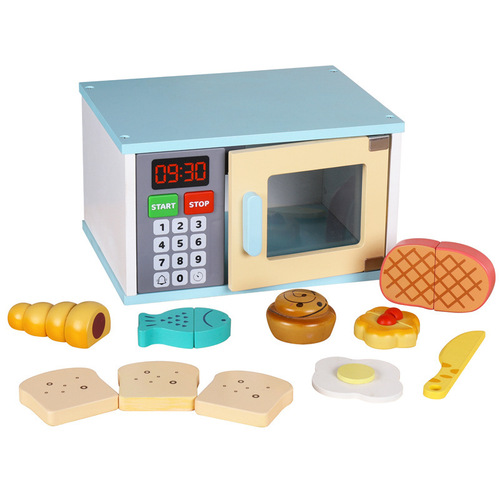 Children's wooden simulation microwave coffee machine bread machine blender juicer play house kitchen set toys