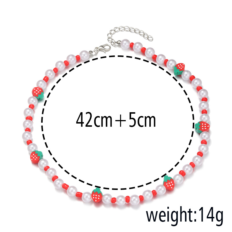 Sweet Strawberry Pearl Plating Necklace 1 Piece