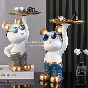Light Luxury Entrance Key Storage Rack Decorative Hook Entrance Door Violent Bear Ornaments Creative Tray