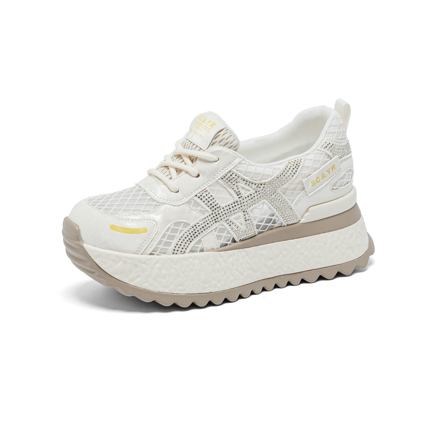 Giày sneaker nữ đế dày lưới thoáng khí phong cách thể thao — Xám 5073, Mơ 5073, Vàng 5073