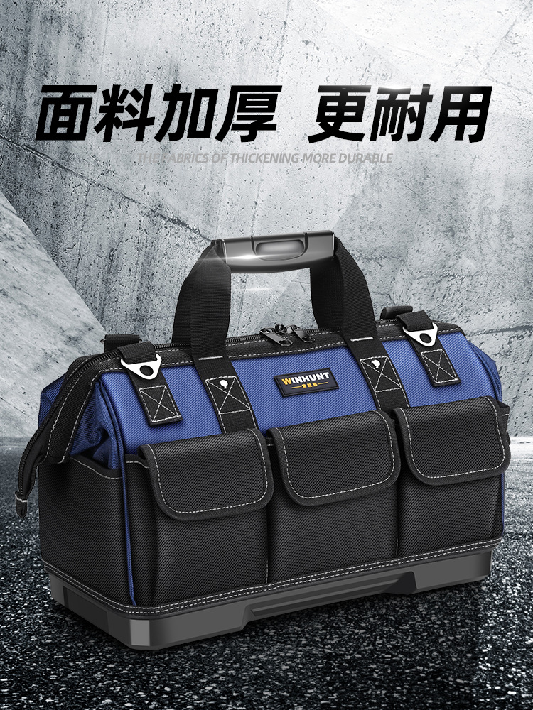 Durable and Versatile Electrician's Tool Bag with Thick Canvas and Wooden Features for Professional Use