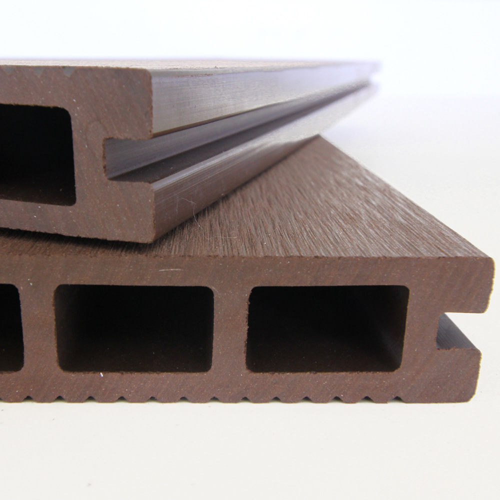 Fábrica de piso de plástico de madera al aire libre 140*25 piso jardín patio ingeniería decoración al aire libre agujero cuadrado placa anticorrosión madera image 5