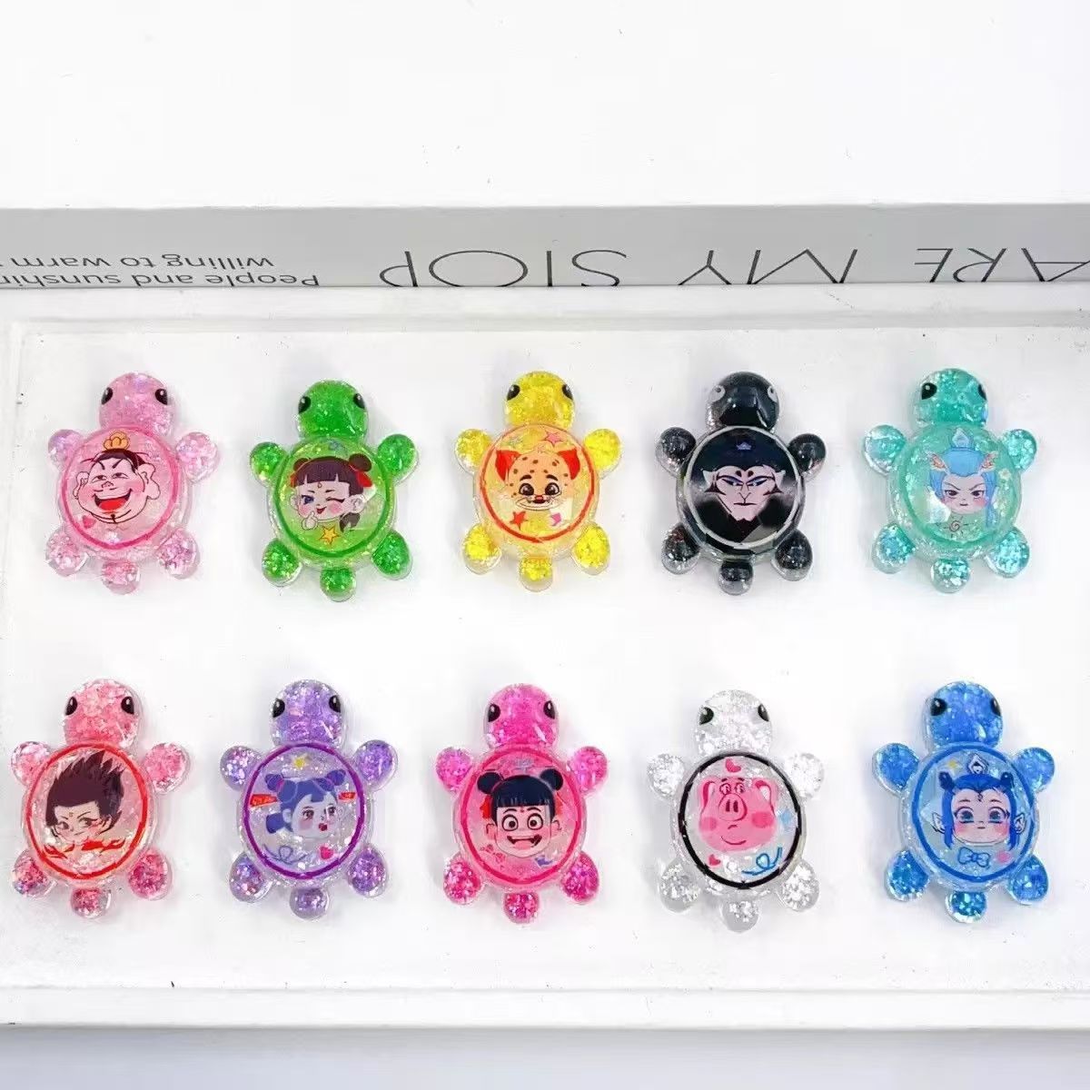 Mini decoración de tortuga, tortuga, cara a cara, campeón de tortuga luminoso, la misma artesanía de resina, regalo de moda