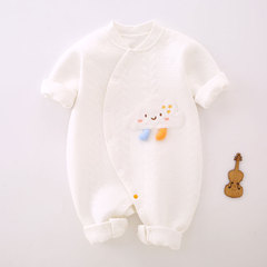 安陽童裝秋冬嬰兒連體保暖三層空氣棉新生兒哈衣爬服中厚寶寶外套