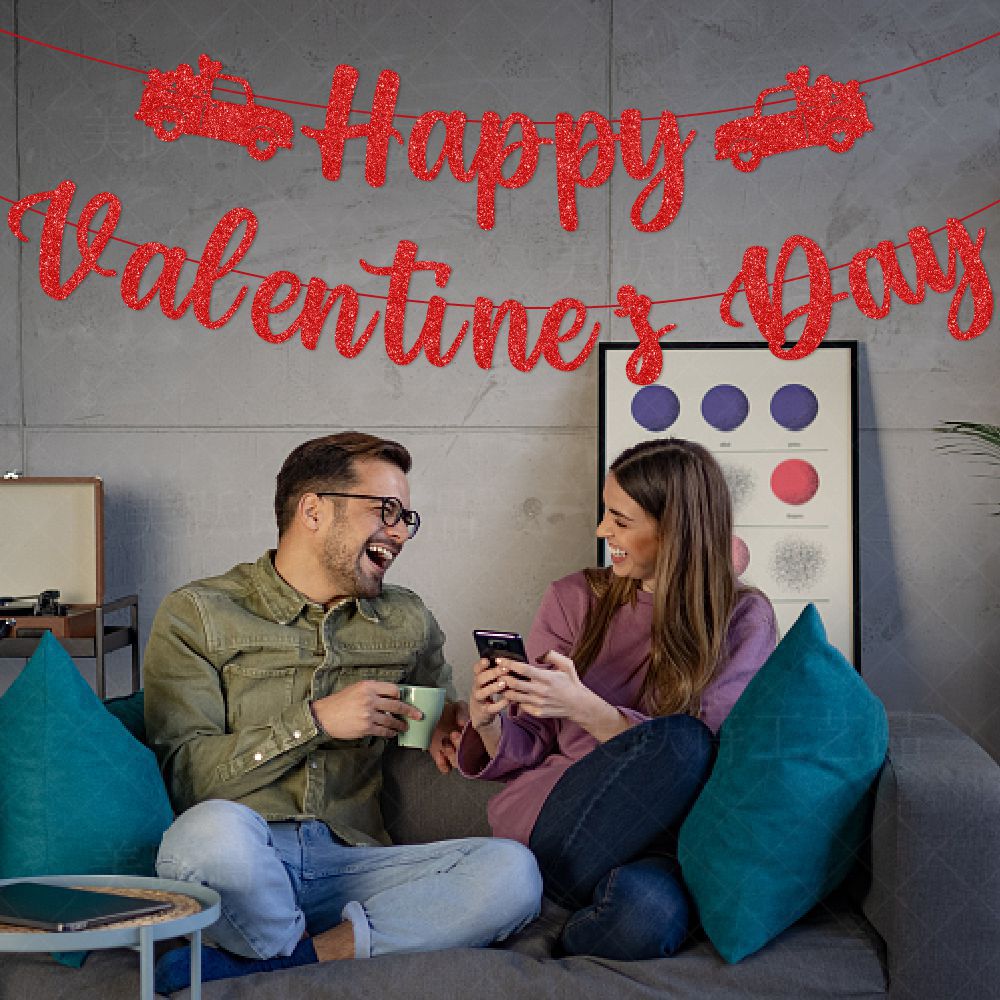 2024 nuevo traje de decoración de fiesta de San Valentín Día de San Valentín Festival tire bandera amor espiral etiqueta