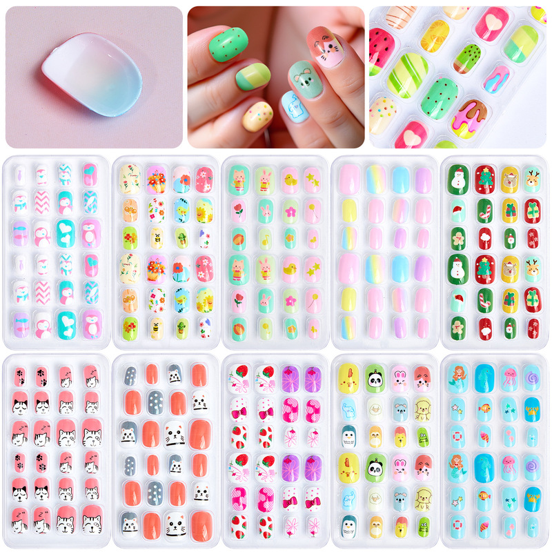 Children's Nail Patch Internet Celebrity Set Comes with Adhesive Backing, Removable Nail Design, Nail Art Decoration, Children's Gift