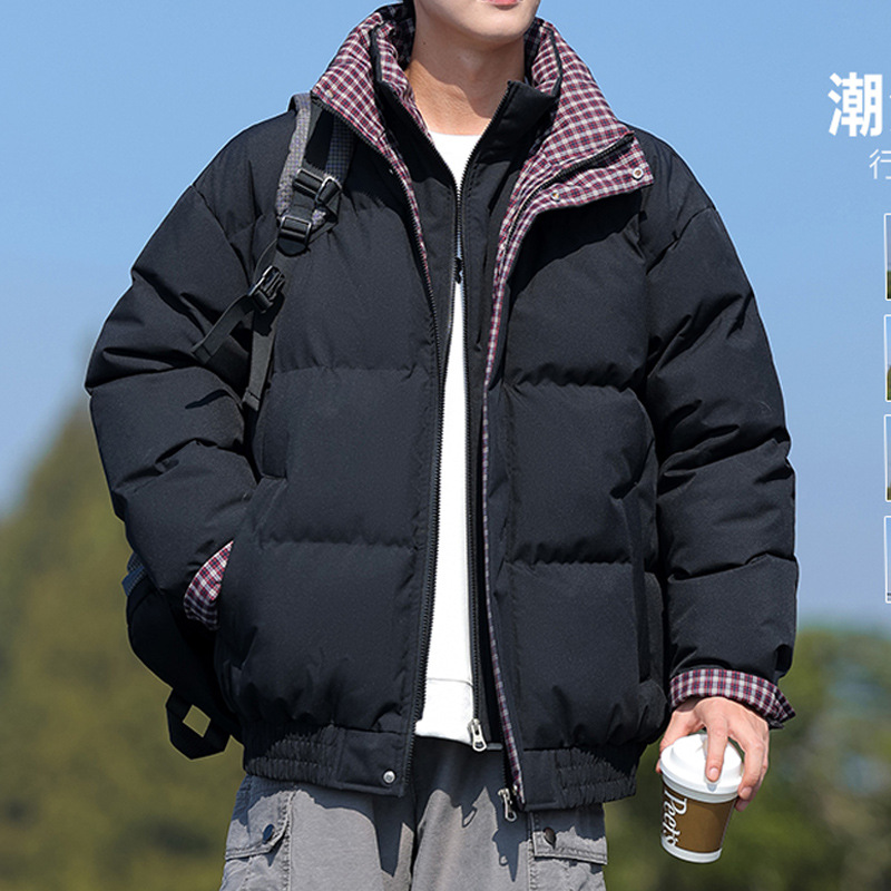 Trajes de algodón de pluma transfronterizos para hombres y mujeres 2025 nuevo invierno engrosado cuadrado falso de dos piezas de chaqueta de algodón chaqueta image 6