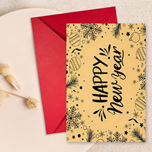 亚马逊新款复古风新年圣诞节通用贺卡信封套装红色信封喜庆祝福卡