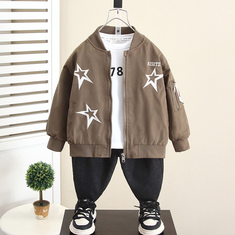 6068 chaqueta de uniforme de béisbol para niños modelos de primavera y otoño 2024 nuevo bebé ropa de otoño chaqueta luminosa para niños marea de niños