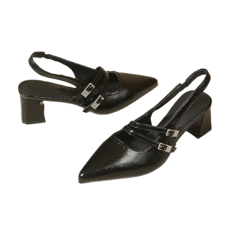 Baotou sandalias para mujeres 2026 nuevo verano zapatos de tacón medio grueso con falda de hadas estilo zapatos de tacón alto