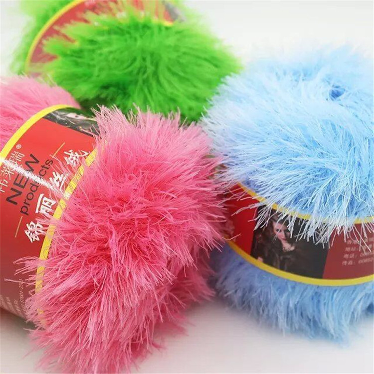 长毛水貂绒毛线锦丽丝绒中粗手编儿童外套毛线厂家批发