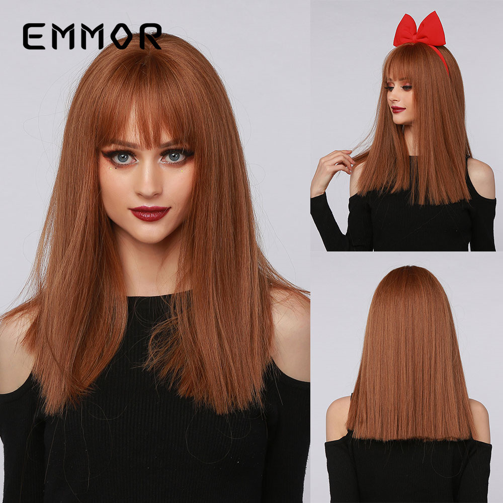Cosplay Mae La Red Festival Venta caliente Hombro Mujer Aire flequillo Hombros Peluca larga y liso Cabello completo Tipo Wig