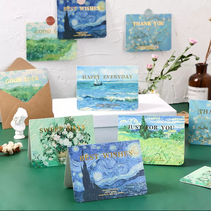 创意油画文艺简约小清新贺卡儿童节日精美浪漫送男女朋友通用定制