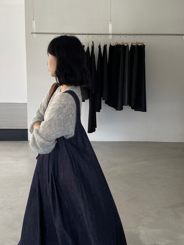 江左 韩系牛仔背心连衣裙宽松显瘦女早秋新品休闲中长款裙子 6196|undefined