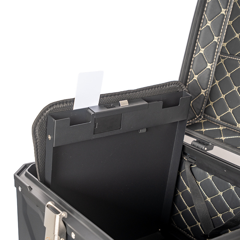 55L aluminum alloy tail box with interlayer, NFC password unlock, hidden compartment, anti-theft, waterproof, quick-release tail box
