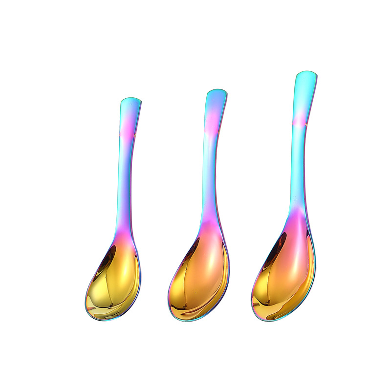 Fábrica al por mayor 304 cuchara de corte de acero inoxidable cuchara de fondo redondo cuchara de arroz cuchara de hogar chino espejo cuchara de sopa brillante