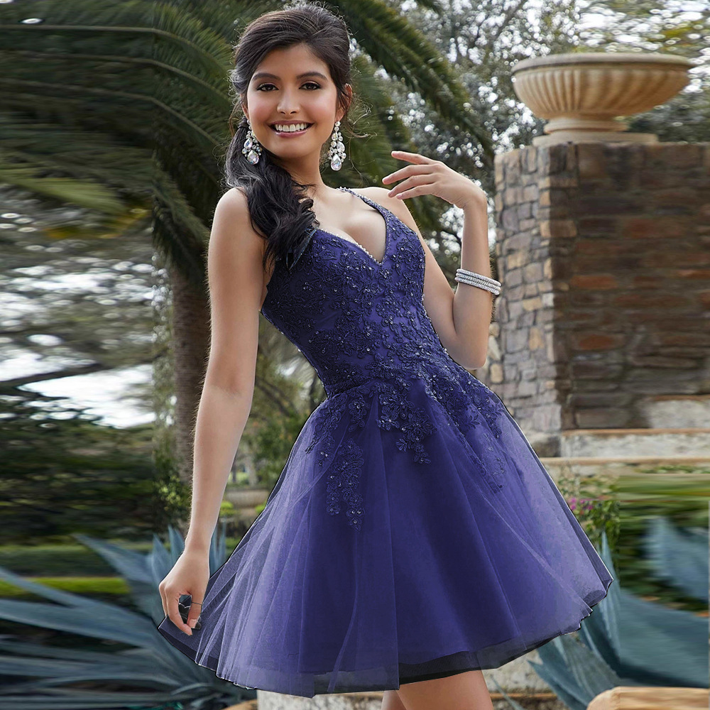 2025 caída de otoño vestido de noche de encaje corto Aliexpress Amazon vestido de fiesta de cumpleaños pequeño