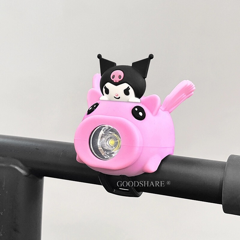 子供用自転車ライト、ナイトライディングライト、かわいい漫画kt猫マウンテンバイクバランスフロントライトツーインワンホーンアクセサリー|undefined