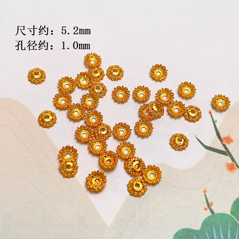S925 silver plated gold torus loose bead spacer semi-finished diy jewelry bracelet necklace accessories wholesale