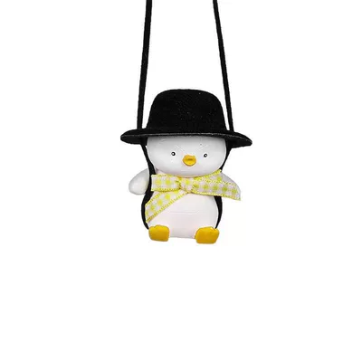 Car hanging: Duck Car Pendant Swing Car Rearview - white-penguin-with-black-hat