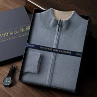 Men's cashmere cardigan, high collar, increased thickness, demi‑season, sizes M–XXXL