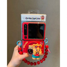 适用华为purax手机壳折叠屏红底番茄黄油小熊手提挂绳保护套磁吸