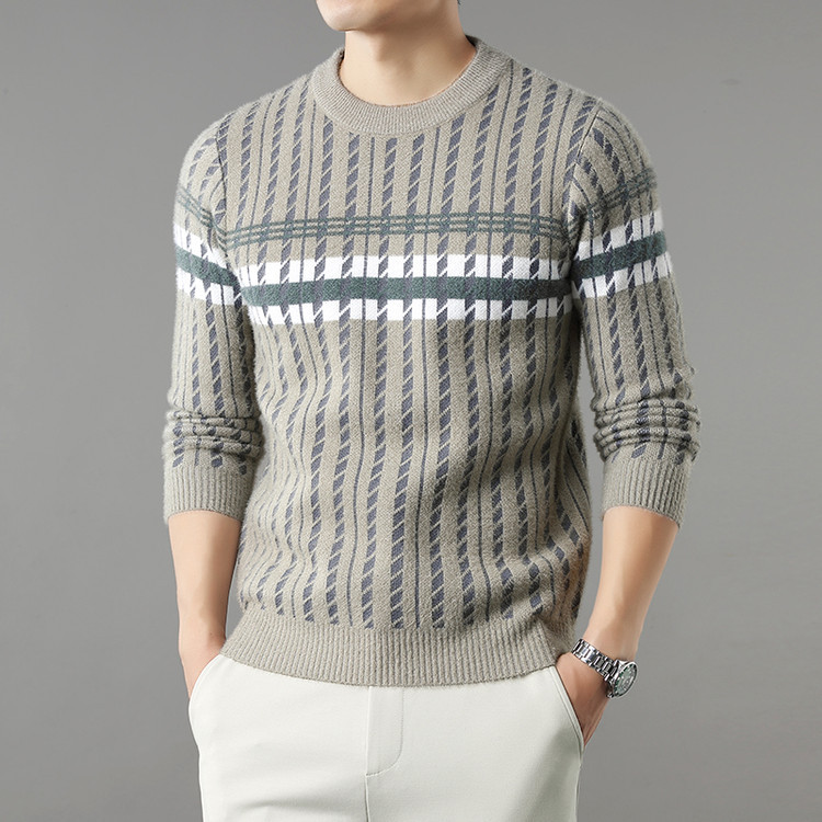 Suéter de otoño y invierno, chaqueta de hombre, cuello redondo, manga larga, camiseta de hombre, jersey de mediana edad, nuevo suéter de hombre