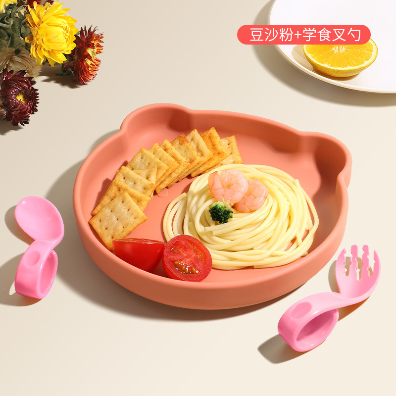 콩 가루-곰 판 학습 포크 스푼