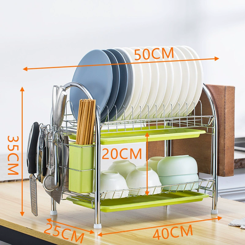 Kitchen storage rack floor-mounted multi-layer storage drainage dish rack double-layer bowl tableware storage bowl rack reality