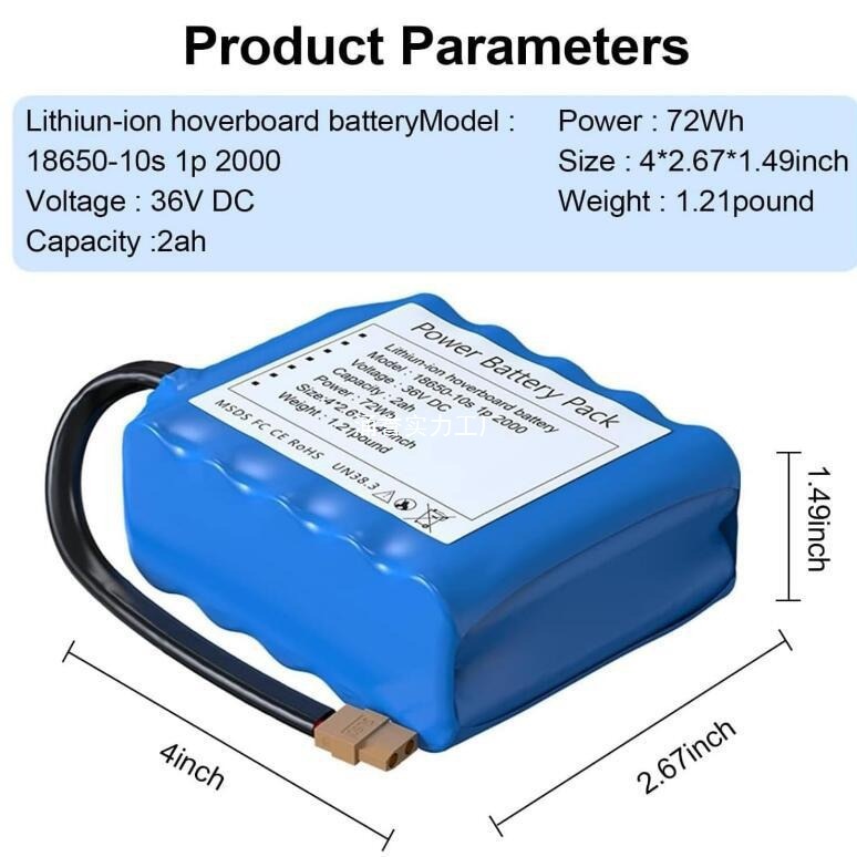10S1Pp 2000mah18650锂离子电池组适用于电动车自行车和摩托车