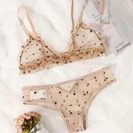 Erotic Lingerie Women's Mesh Floral Underwear Set