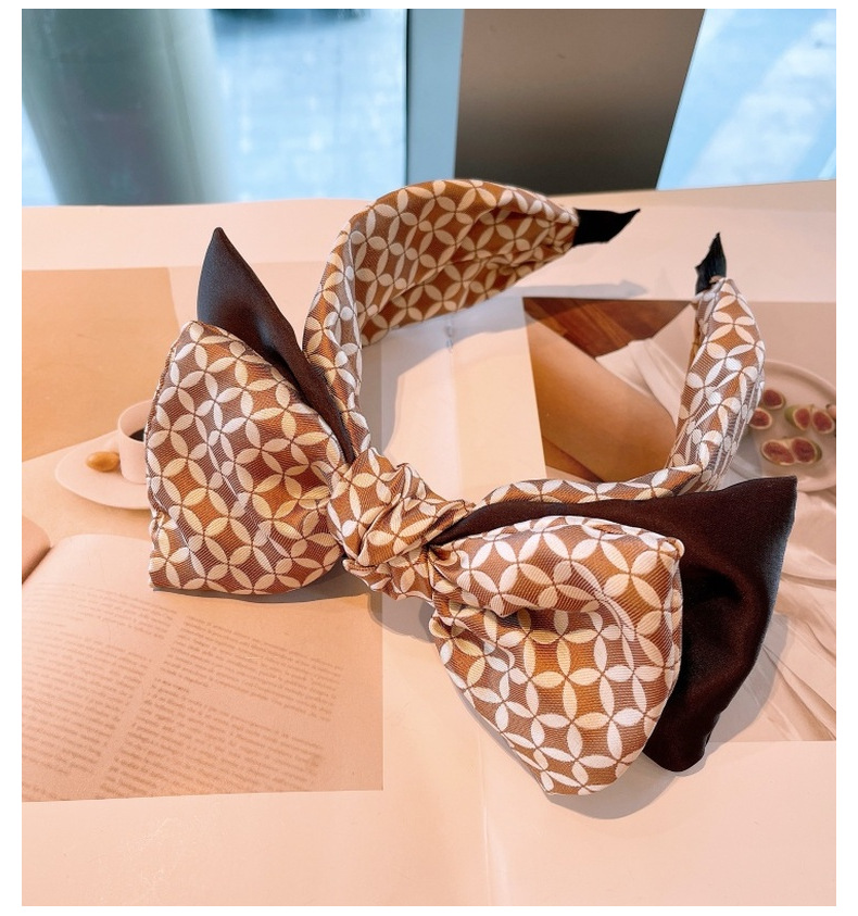 European And American Style Retro ~ Korean Plaid Brown With Plaid Geometric Dongdaemun Dot Foreign Trade Bow Headband For Women display picture 7