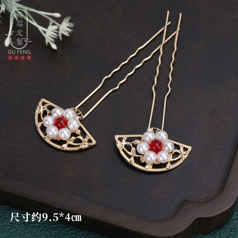 Tangfeng Hanfu peluca accesorios joyas de estilo diario oro facial espectáculo de escenario de clip de borde combinación de joyas para el pelo