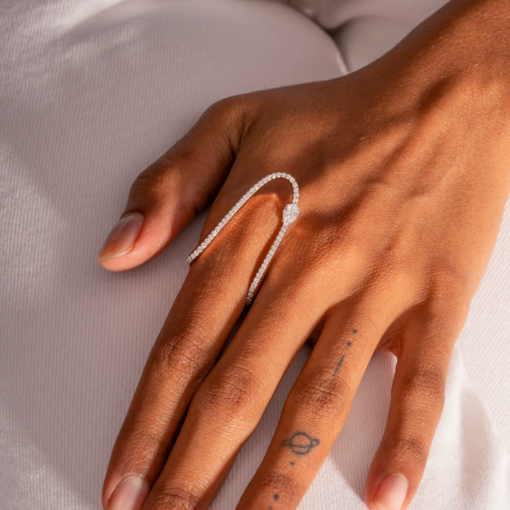 Новое трансграничное U-образное кольцо с нишевым дизайном, доступное роскошное кольцо со стразами, модное простое универсальное ювелирное кольцо для рук