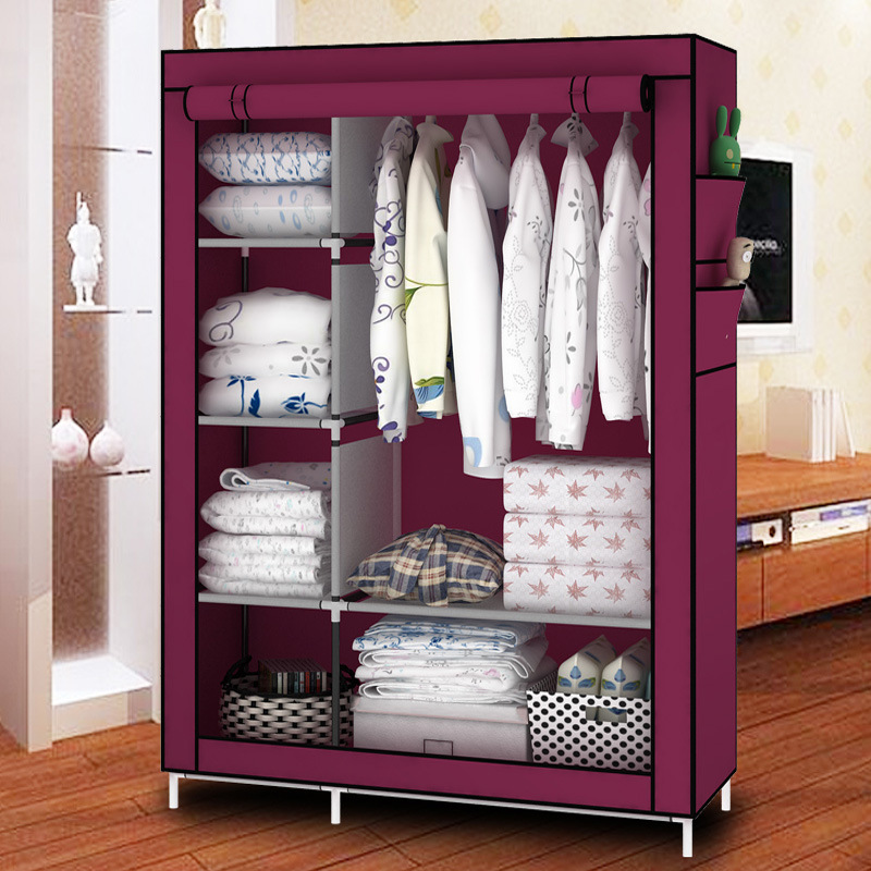 armario simple dormitorio simple armario de montaje económico moderno armario de almacenamiento armario de tubo de acero doméstico armario percha doméstica