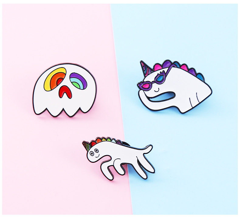 Cartoon Style Unicorn Ghost Alloy Enamel Women's Brooches display picture 1