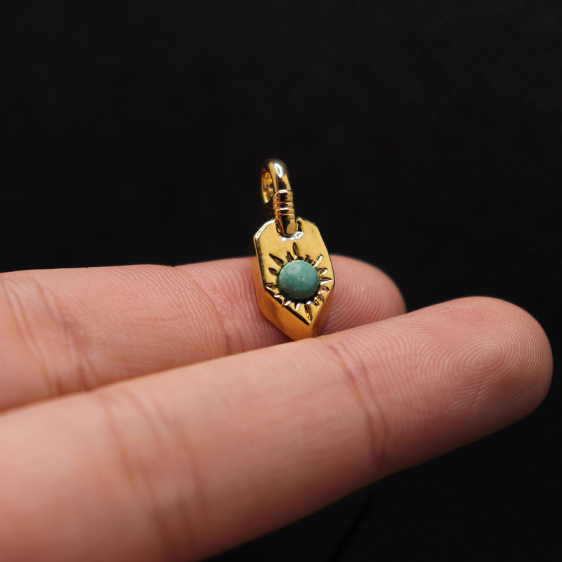 Mini Handmade Turquoise Clip Pendant Side Hanging Bracelet Braided Rope Bodhi Seed Beads Accessories