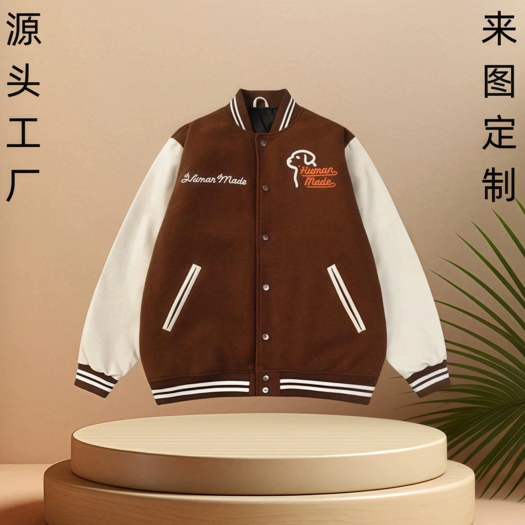 Внешняя торговля на заказ шить кожаный рукав бейсбольный костюм ins модный бренд письмо вышитая куртка стиль уличная куртка для мужчин