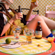 熊猫啤酒杯女可爱家用果汁杯饮料杯个性创意扎啤玻璃杯