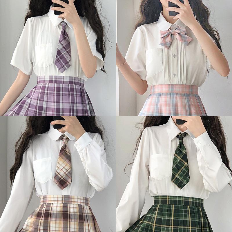Camisas básicas originales blancas mangas cortas mangas largas cuello agudo cuello redondo JK camisa uniforme 6257
