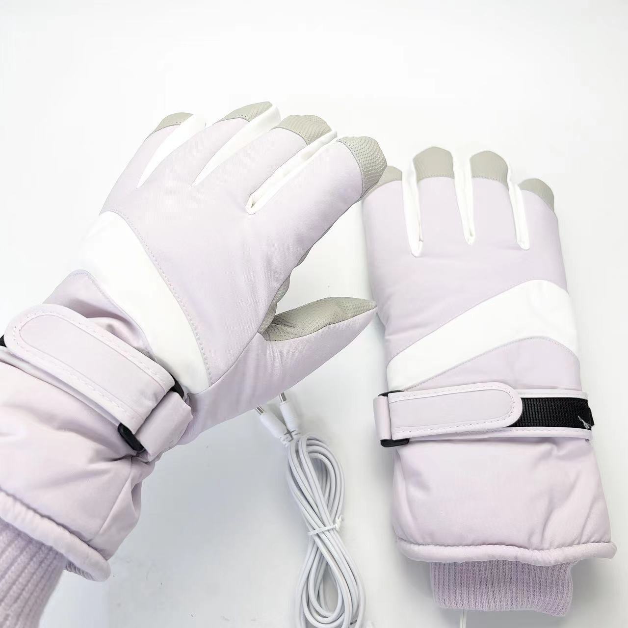 Guanti riscaldanti USB Guanti da sci invernali caldi riscaldanti palmo ispessito antiscivolo touch screen tessuto Oxford sport equitazione_voghion.com