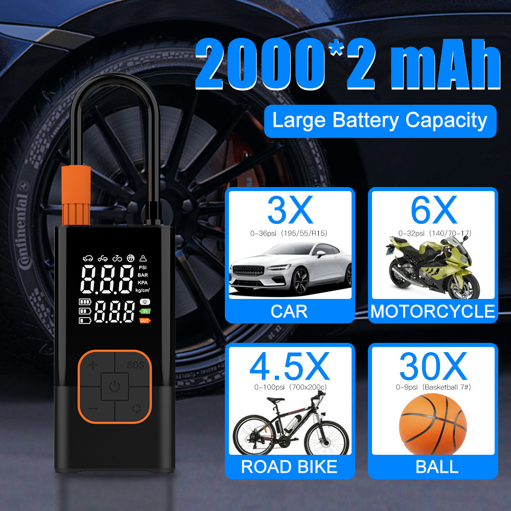 Cross-Border Portable Motorcycle Bicycle Electric Vehicle Air Pump Car Tire Smart Wireless Car Air Pump