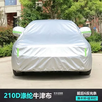 Cover Universal for All Seasons Car – Car clothing - please-leave-a-message-when-placing-an-order-to-note-the-model-silver-white-210d-polyester-oxford-fabric-gusseted