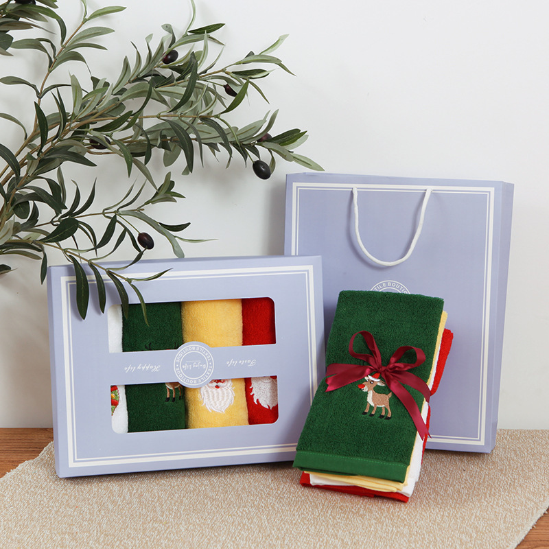 コットンクリスマスタオルサンタクロースクリエイティブギフトセット子供用洗面タオル卸売注文可能織り|undefined