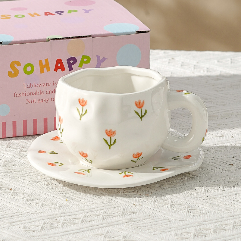 Taza de café de cerámica de alta calidad, taza de café de la tarde, esmalte de color, estilo chino, estilo retro coreano, hogar