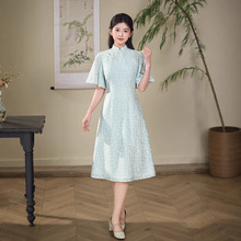 鸿韵梦春季新款改良天丝奥黛旗袍 修身气质小清新甜美少女风旗袍