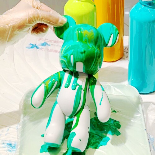 Violent bear internet celebrity fluid bear diy material package handmade white embryo paint keychain pendant painting bear wholesale