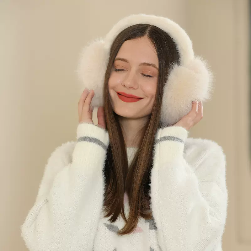 跨境毛毛耳罩女冬季软萌可爱保暖护耳耳骑车防冻耳套防风耳暖百搭